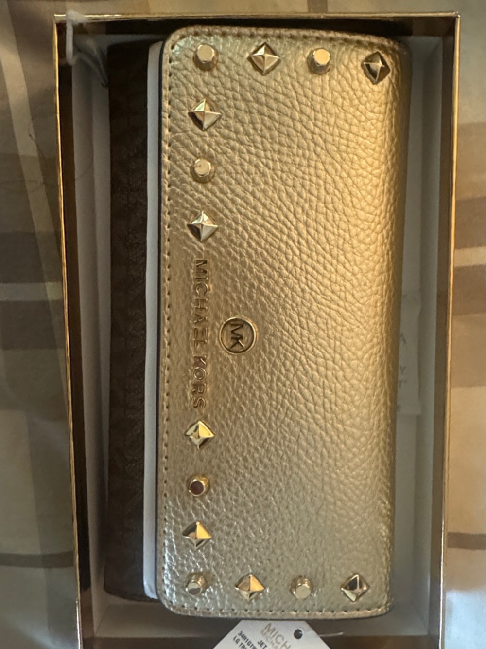 Michael Kors Metallic Gold Studded Continental Wallet
